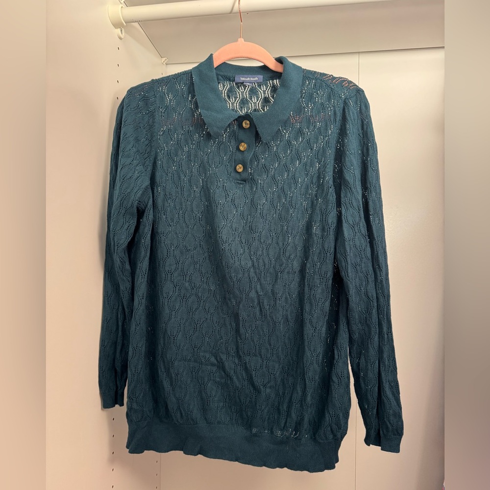 Modcloth Teal Lace Knit Top